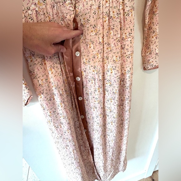 APRIL CORNELL Vintage 90s Feminine Pink Button Down Floral Embroidered Dress - Picture 10 of 11